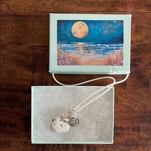 White crystal and Laughing Buddha Charm Hag Stone Pendant Necklace